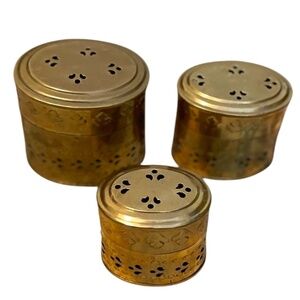 Vintage‎ Oval Graduated Metal Jewelry/Trinket Box- Potpourri Canister Set Of 3